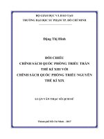 Đối chiếu chính sách quốc phòng triều trần thế kỉ xiii với chính sách quốc phòng triều nguyễn thế kỉ xix  