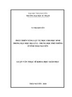 Phát triển năng lực tự học cho học sinh trong dạy học địa lí 12 - trung học phổ thông ở tỉnh Thái Nguyên