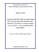 Vận dụng phương pháp dạy học theo góc vào dạy học một số kiến thức chương cân bằng và chuyển động của vật rắn   vật lí 10 trung học phổ thông 