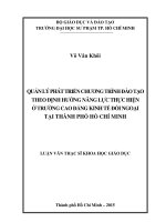 Quản lý phát triển chương trình đào tạo theo định hướng năng lực thực hiện ở trường cao đẳng kinh tế đối ngoại tại thành phố hồ chí minh  