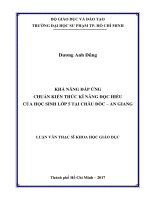 Khả năng đáp ứng chuẩn kiến thức kĩ năng đọc hiểu của học sinh lớp 5 tại châu đốc   an giang   