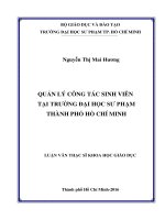 Quản lý công tác sinh viên tại trường đại học sư phạm thành phố hồ chí minh  