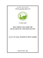 Phát triển làng nghề chè huyện Đồng Hỷ, tỉnh Thái Nguyên