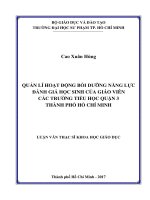 Quản lí hoạt động bồi dưỡng năng lực đánh giá học sinh của giáo viên các trường tiểu học quận 3 thành phố hồ chí minh  