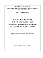 Tổ chức dạy học dự án gắn với định hướng nghề thông qua hoạt động ngoại khóa phần quang hình học   vật lí 11  