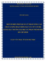 Một số biện pháp quản lý nhằm nâng cao chất lượng hoạt động dạy của nữ cán bộ giảng dạy trường đại học sư phạm thành phố hồ chí minh  