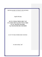 Quản lí hoạt động học tập của sinh viên ngành tâm lý học ở các trường đại học tại thành phố hồ chí minh  