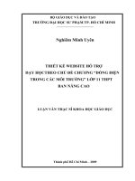 Thiết kế webside hỗ trợ dạy học theo chủ đề chương  dòng điện trong các môi trường lớp 11 thpt ban nâng cao 