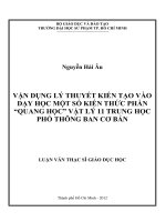 Vận dụng lý thuyết kiến tạo vào dạy học một số kiến thức phần  quang học vật lý 11 trung học phổ thông ban cơ bản 