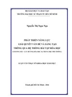 Phát triển năng lực giải quyết vấn đề và sáng tạo thông qua hệ thống bài tập hóa học (chương oxi   lưu huỳnh hóa học 10, trung học phổ thông)  