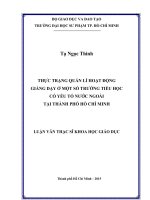 Thực trạng quản lí hoạt động giảng dạy ở một số trường tiểu học có yếu tố nước ngoài tại thành phố hồ chí minh  