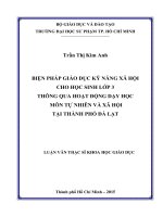 Biện pháp giáo dục kỹ năng xã hội cho học sinh lớp 3 thông qua hoạt động dạy học môn tự nhiên và xã hội tại thành phố đà lạt  