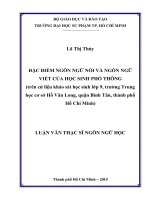 Đặc điểm ngôn ngữ nói và ngôn ngữ viết của học sinh phổ thông (trên cứ liệu khảo sát học sinh lớp 9, trường trung học cơ sở hồ văn long, quận bình tân, thành phố hồ chí minh)  