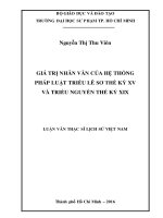 Giá trị nhân văn của hệ thống pháp luật triều lê sơ thế kỷ xv và triều nguyễn thế kỷ xix  