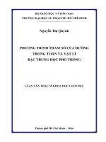 Phương trình tham số của đường trong toán và vật lí bậc trung học phổ thông  