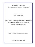 Phát triển năng lực giải bài tập trong dạy học phần vô cơ hóa học 12 trung học phổ thông  