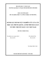 Đánh giá thành tựu nghiên cứu của các học giả trung quốc, lãnh thổ đài loan về tiểu thuyết hán văn việt nam 