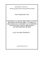 Ảnh hưởng của truyền miệng điện tử (eWOM) đến hình ảnh thương hiệu và ý định lựa chọn khách sạn và resort tại các điểm đến du lịch ở việt nam của khách hàng tại thành phố hồ chí minh 