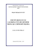 Chuyển dịch cơ cấu lao động ở thành phố hồ chí minh trong quá trình đô thị hóa  