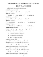 ĐỀ CƯƠNG ôn tập CUỐI kì 2 môn TOÁN  lớp 1 