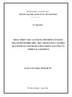 Hoàn thiện việc vận dụng thẻ điểm cân bằng (balanced scorecard   BSC) nhằm nâng cao hiệu quả đánh giá thành quả hoạt động tại công ty TNHH tal logistics 