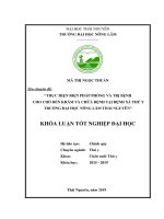 Thực hiện biện pháp phòng và trị bệnh cho chó đến khám và chữa bệnh tại bệnh xá thú y, trường đại học nông lâm thái nguyên 