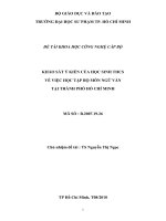 Khảo sát ý kiến của học sinh trung học cơ sở về việc học tập bộ môn ngữ văn tại thành phố hồ chí minh  báo cáo tổng kết đề tài khoa học và công nghệ cấp bộ 