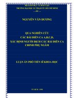 Qua nghiên cứu các bài diển ca a, b, c, d, xác định người dịch các bài diễn ca chinh phụ ngâm luận án phó tiến sĩ khoa học chuyên ngành văn học việt nam 