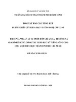 Biện pháp quản lý sự phối hợp giữa nhà trường và gia đình trong công tác giáo dục kỹ năng sống cho học sinh tiểu học tại thành phố hồ chí minh 