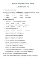 Tải Đề kiểm tra 15 phút lần 1 môn tiếng Anh lớp 10 - Đề kiểm tra tiếng Anh 10 có đáp án