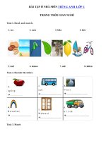 03 - Ôn tập tiếng Anh lớp 1 giữa học kì 2 có đáp án