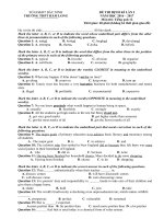 Tải Đề thi học kỳ 1 môn tiếng Anh lớp 12 trường THPT Hàm Long, Bắc Ninh năm học 2016 - 2017 có đáp án - Đề kiểm tra cuối kì 1 môn tiếng Anh lớp 12 có đáp án