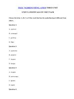 Tải Trắc nghiệm Ngữ âm tiếng Anh lớp 8 Unit 5 Festivals In Viet Nam - Bài tập Tiếng Anh 8 mới theo Unit có đáp án