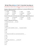 Tải Bài tập Tiếng Anh lớp 11 Unit 1: Generation gap nâng cao - Tiếng Anh 11 Unit 1 có đáp án