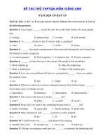Tải Đề thi thử tốt nghiệp THPT lần 1 môn Anh trường THPT Thăng Long năm 2020 - Đề thi tiếng Anh THPT Quốc Gia 2020 có đáp án