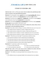 Tải Đề thi học kì 1 lớp 12 môn tiếng Anh trường THPT Lương Văn Cù năm 2020 - Đề thi tiếng Anh 12 học kì 1 có đáp án