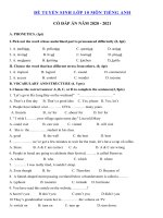 Tải Đề thi thử vào lớp 10 môn tiếng Anh có đáp án - Đề 17 - Đề thi tiếng Anh vào lớp 10 năm 2020 - 2021