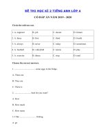 Tải Đề thi tiếng Anh học kì 2 lớp 4 năm 2019 - 2020 - Đề thi tiếng Anh lớp 4 học kỳ 2 có đáp án