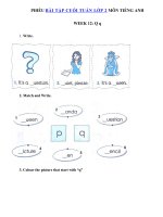 Tải Phiếu bài tập cuối tuần môn Tiếng Anh lớp 2 Tuần 12 - Bài tập cuối tuần tiếng Anh 2 có đáp án