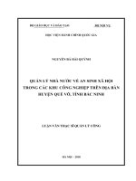 Quản lý nhà nước về an sinh xã hội trong các khu công nghiệp trên địa bàn huyện quế võ, tỉnh bắc ninh 