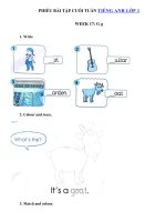 Tải Phiếu bài tập cuối tuần môn Tiếng Anh lớp 1 Tuần 17 - Bài tập cuối tuần tiếng Anh 1 có đáp án