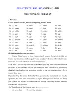 Tải Đề ôn thi học sinh giỏi lớp 6 môn Tiếng Anh năm học 2019 - 2020 số 3 - Đề thi học sinh giỏi môn tiếng Anh 6 có đáp án