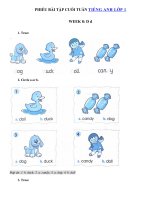 Tải Phiếu bài tập cuối tuần môn Tiếng Anh lớp 1 Tuần 8 - Bài tập cuối tuần tiếng Anh 1 có đáp án