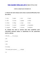 Tải Trắc nghiệm tiếng Anh lớp 8 Unit 4: Our Past có đáp án - Bài tập Unit 4 lớp 8 Our past có đáp án