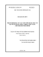 Thẩm định dự án vay vốn tín dụng đầu tư tại ngân hàng phát triển việt nam   chi nhanh thái bình 