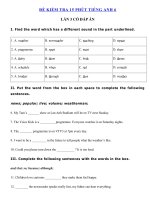 Tải Đề kiểm tra 15 phút lần 3 môn tiếng Anh lớp 6 năm 2019 - 2020 - Đề thi tiếng Anh lớp 6 có đáp án