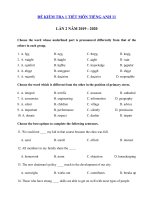 Tải Đề kiểm tra 1 tiết lần 2 tiếng Anh lớp 11 năm 2019 - 2020 - Đề kiểm tra tiếng Anh 11 mới