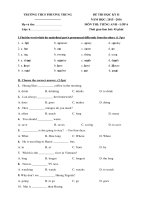 Tải Đề thi học kỳ 2 môn Tiếng Anh lớp 6 trường THCS Phương Trung, Hà Nội năm học 2015 - 2016 có đáp án - Đề kiểm tra học kỳ 2 môn tiếng Anh lớp 6 năm 2016