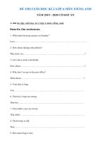 Tải Bài tập ôn thi học kỳ 2 môn Tiếng Anh lớp 6 - Đề cương ôn tập tiếng Anh lớp 6 học kì 2 năm 2019 - 2020