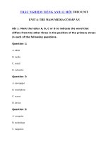 Tải Trắc nghiệm Ngữ âm tiếng Anh lớp 12 Unit 4 The Mass Media - Tiếng Anh 12 Unit 4 The mass media| Bài tập Unit 4 lớp 12 có đáp án